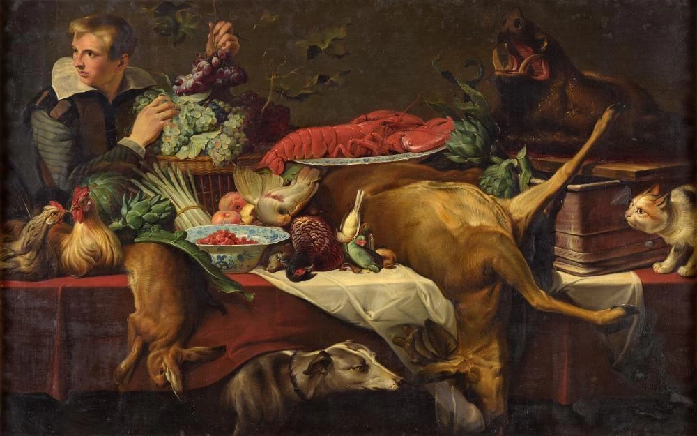 Natura morta con selvaggina e figura